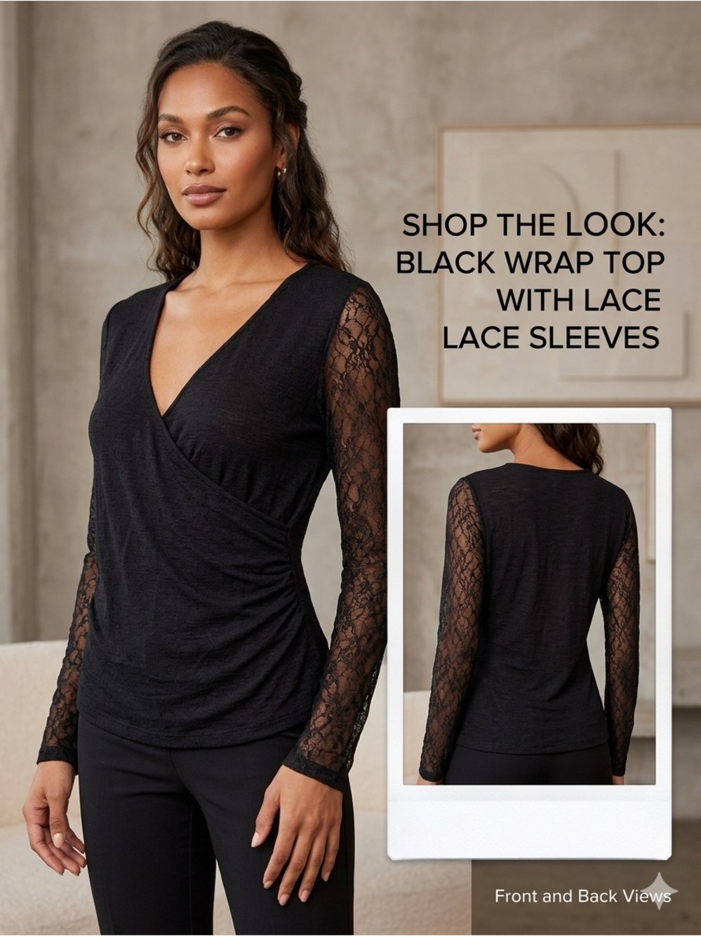 Elegant Black Wrap Blouse